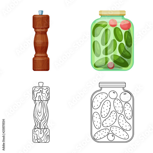 Vector illustration of cooking and sea icon. Set of cooking and baking   stock symbol for web.