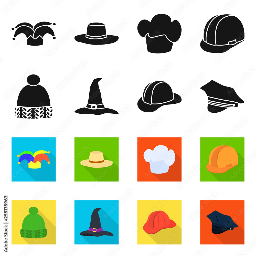 Vector design of clothing and cap logo. Set of clothing and beret vector icon for stock.