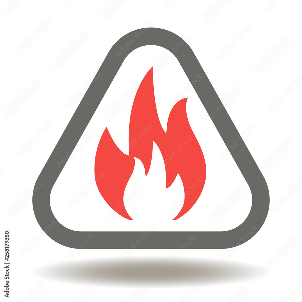 Attention fire icon vector. Danger extinguish alert protection logo. Firewall or antivirus warning triangle sign. Attention fire icon vector. Danger extinguish alert protection logo. Firewall or antivirus warning triangle sign.
