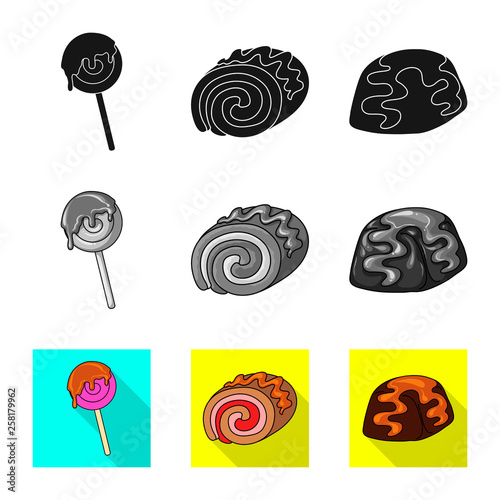 Vector design of confectionery and culinary sign. Collection of confectionery and product vector icon for stock.
