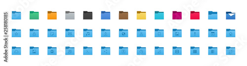 Folder icons set. All type of document, file formats vector illustration symbols collection. Computer folder, folders sign. photo