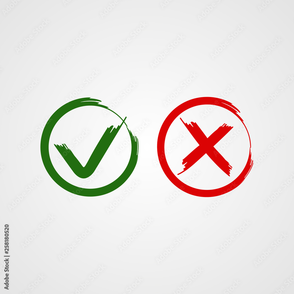 Check mark. x letter/ brush style. Check mark. x letter/ brush style.