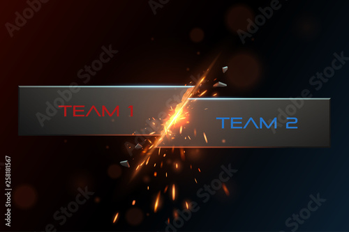 Team versus background with sparks effect