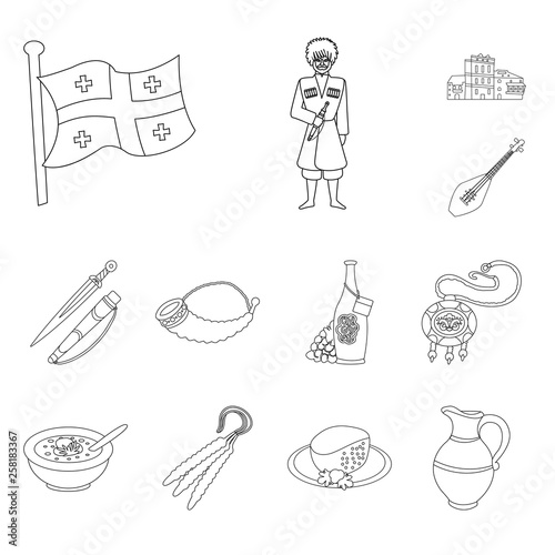 Vector illustration of traditions and national icon. Set of traditions and sightseeing stock vector illustration.
