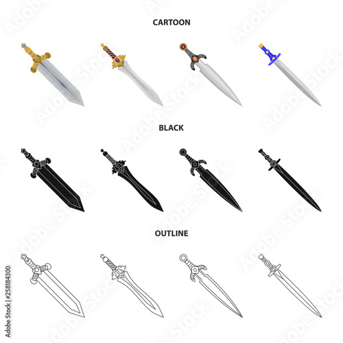 Vector illustration of game  and armor  icon. Set of game  and blade  stock symbol for web.