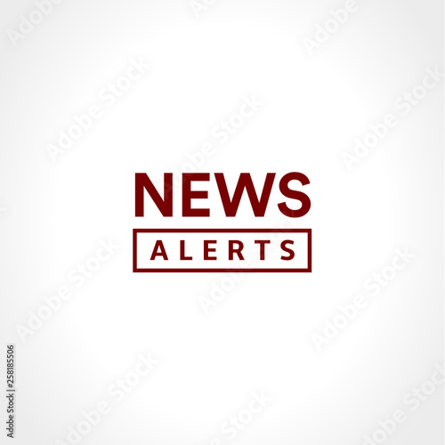 News alerts simple text icon, minimalistic style. Breaking news logo, tv design element, report online, microphone icon, vector illustration.
