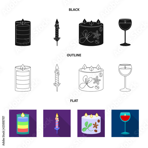 Vector illustration of relaxation and flame logo. Collection of relaxation and wax stock symbol for web.