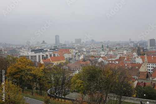 Canvas Print Panoramic view of Bratislava city, capital of Slovakia, with St Martin's church dome dominant in shot