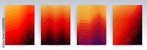 Geometric fire background, colorful halftone gradients, patterns, set