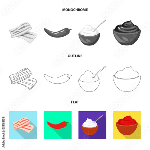 Vector design of taste and product symbol. Collection of taste and cooking stock vector illustration.