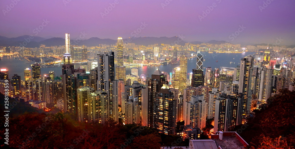 Fototapeta premium Hong Kong central district skyline and Victoria Harbour