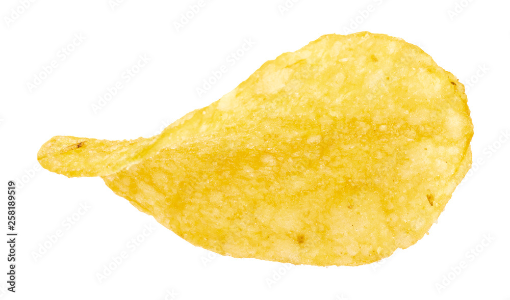 One potato chips isolated on a white background One potato chips isolated on a white background