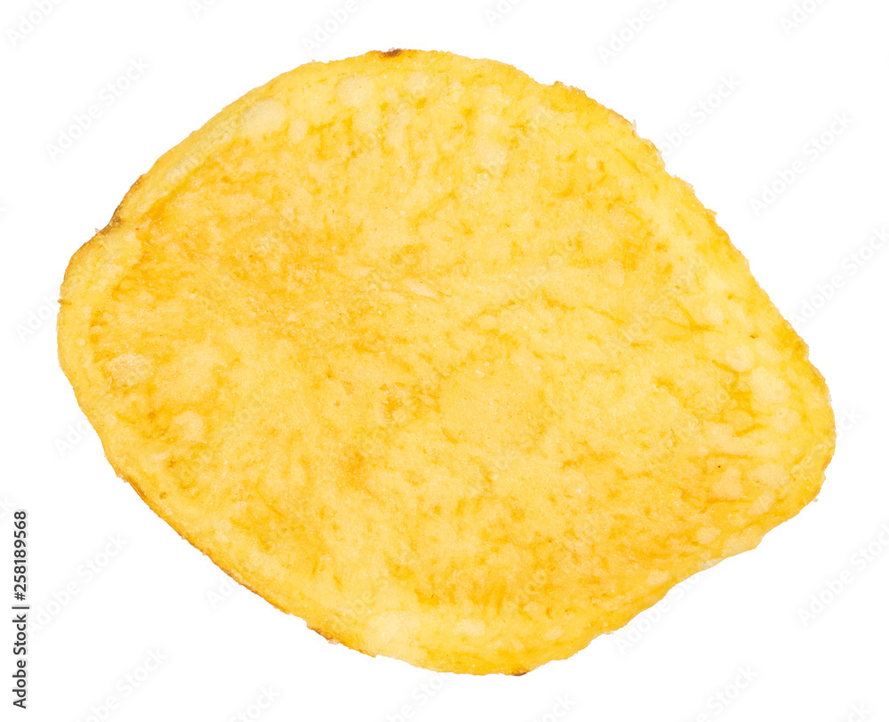 One potato chips isolated on a white background One potato chips isolated on a white background