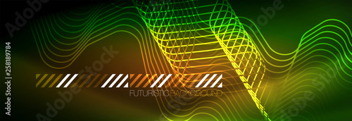 Shiny neon lights background, techno design, modern wallpaper for your project