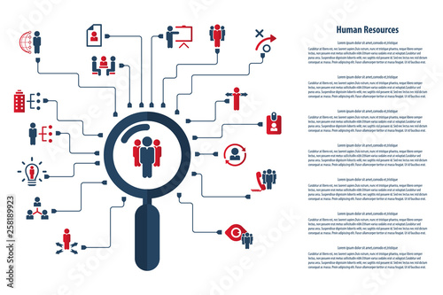 Human resources - conceptual background with human resources icon set. Vector 