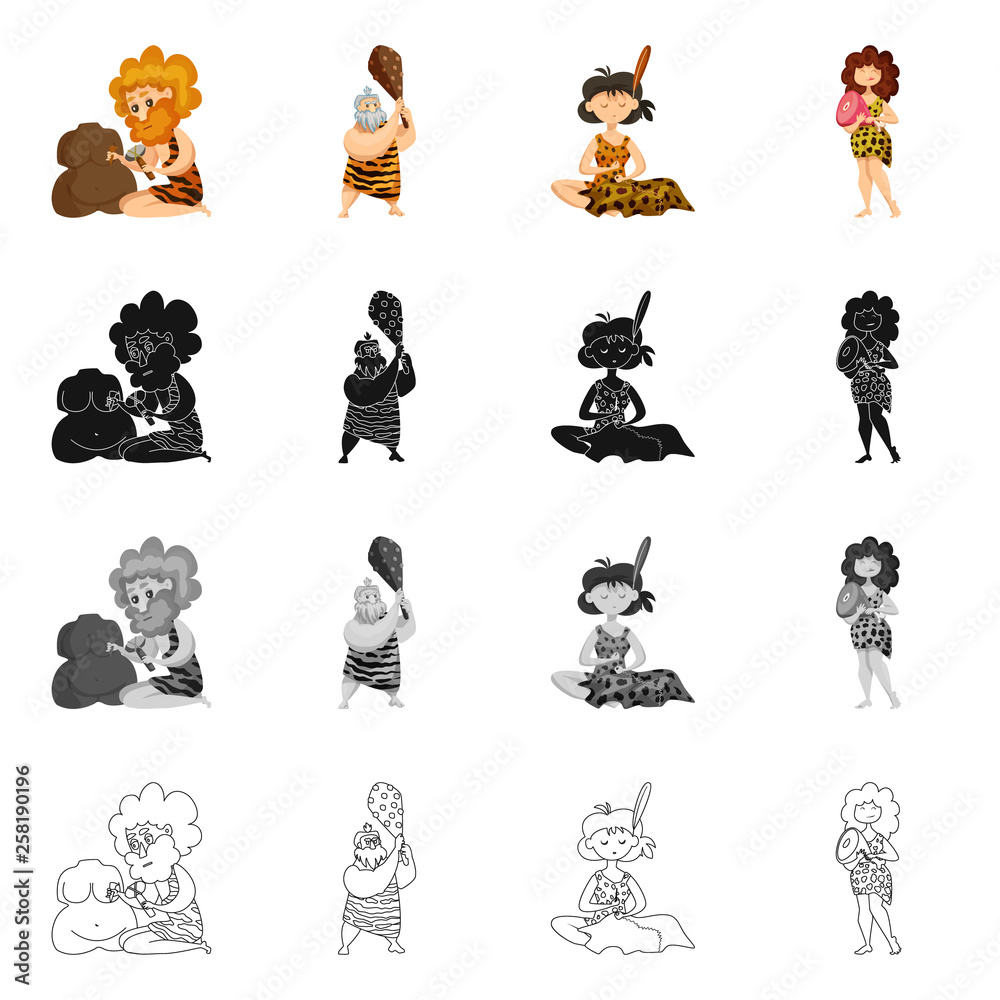 Fototapeta premium Vector design of evolution and prehistory sign. Set of evolution and development vector icon for stock.