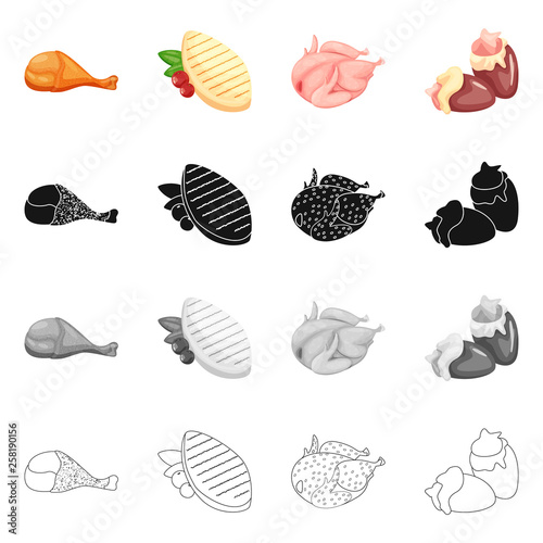 Vector design of product and poultry symbol. Collection of product and agriculture vector icon for stock.