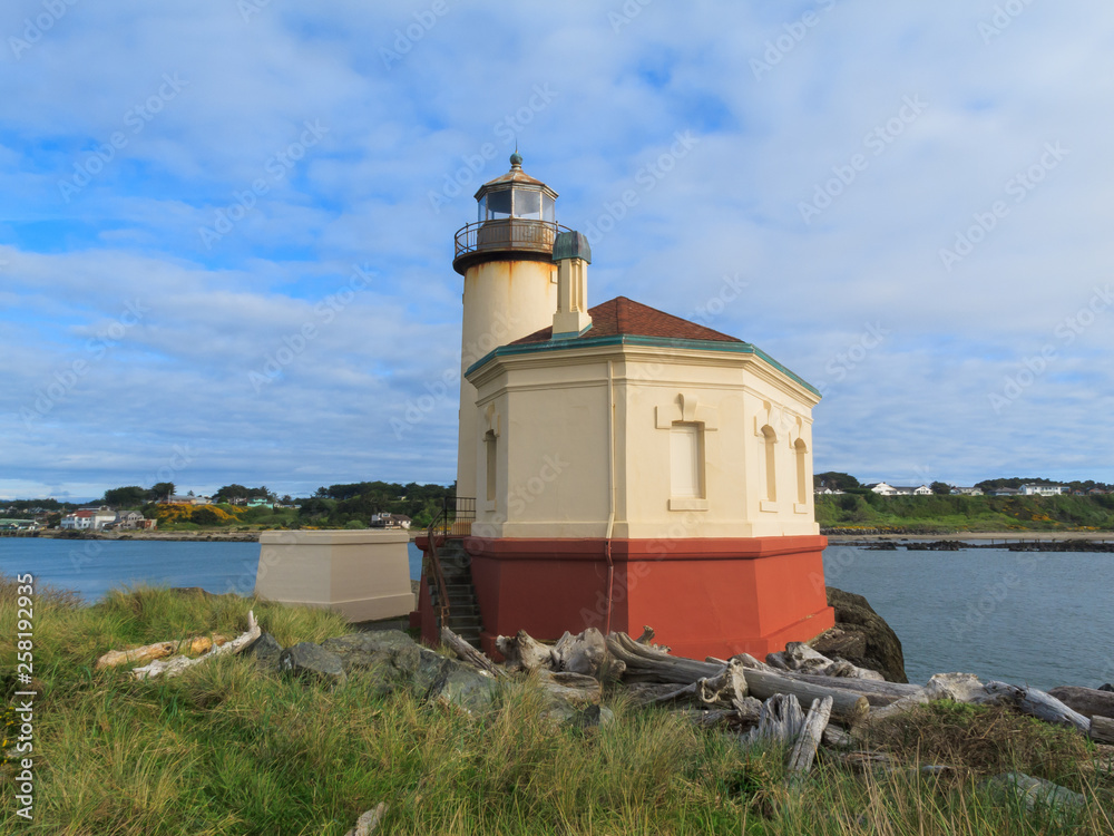 Coquille River Lighthouse on the Pacific Coast of Oregon.