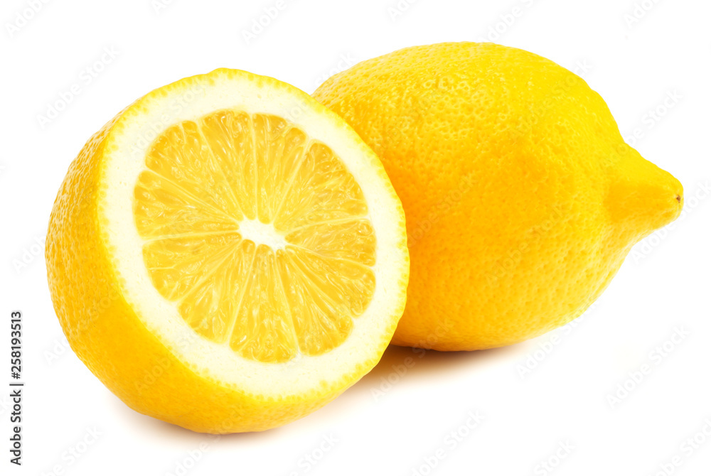 lemon with slices isolated on white background. healthy food lemon with slices isolated on white background. healthy food