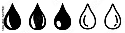 Simple black and white water drop icon
