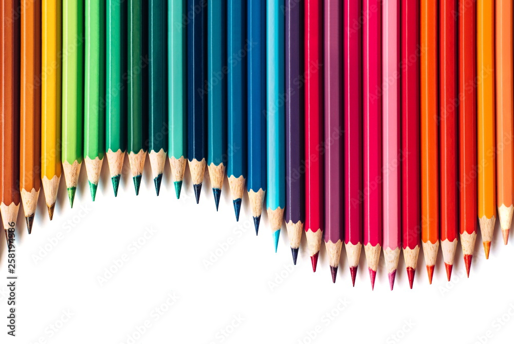 Color pencils isolated on white background. Copy space Color pencils isolated on white background. Copy space
