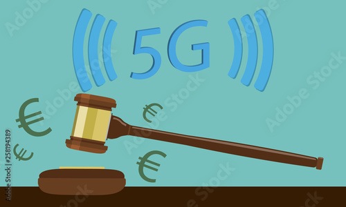 Vektor Darstellung Richter Hammer 5G Lizenzen