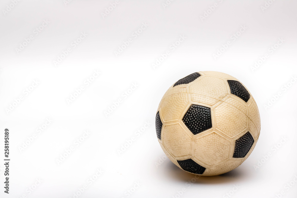 Naklejka premium White dirty baby ball for soccer on the white background.