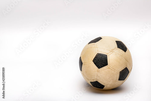 White dirty baby ball for soccer on the white background.