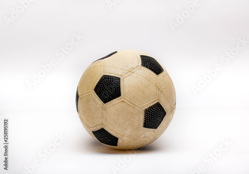 White dirty baby ball for soccer on the white background. © Marija
