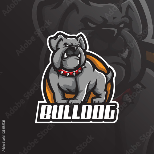 bulldog mascot logo design vector with modern illustration concept style for badge, emblem and tshirt printing. angry dog illustration for sport team.