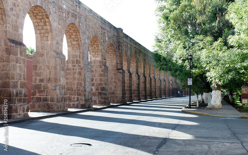 View of the city's old aqueduct, Morelia, Michoacan, Mexico.