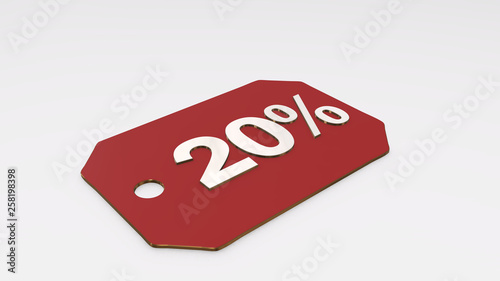 Red sale price tag on white background