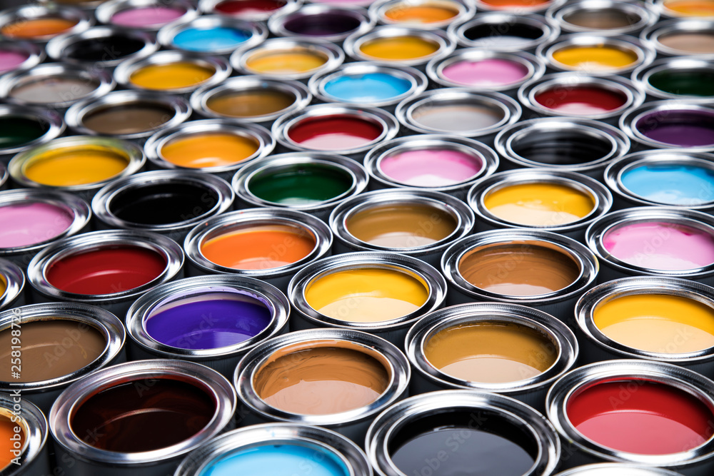 Full Buckets of rainbow colored oil paint Full Buckets of rainbow colored oil paint