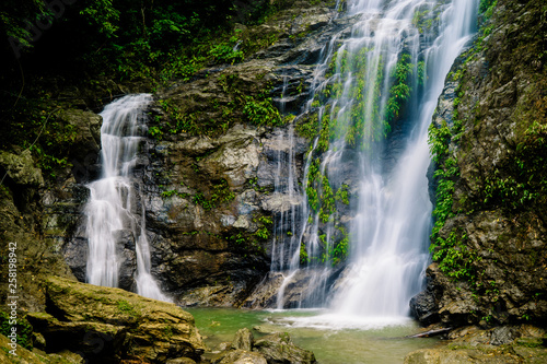 waterfall in the forest on the island of Mindoro, the Philippines