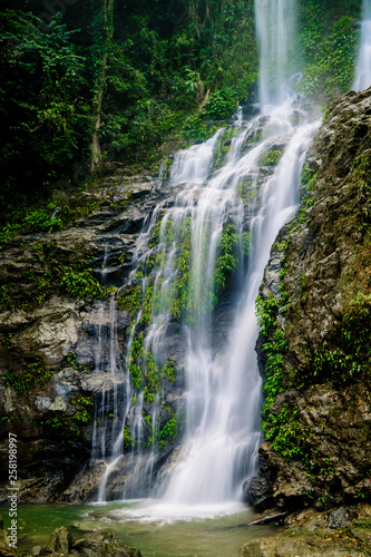 waterfall in the forest on the island of Mindoro, the Philippines