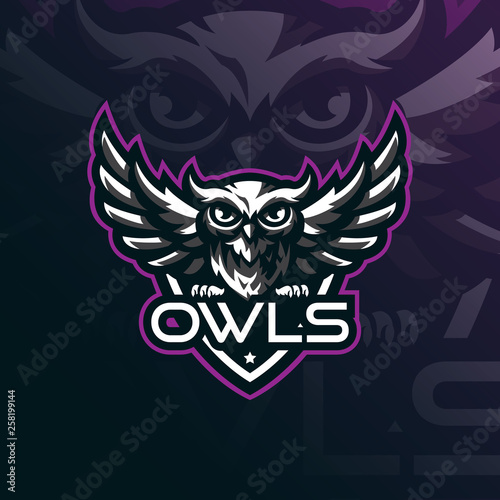 owl mascot logo design vector with modern illustration concept style for badge, emblem and tshirt printing. angry owl illustration for sport team.