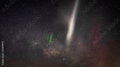 Close up of STEVE the aurora formation in the Milky Way