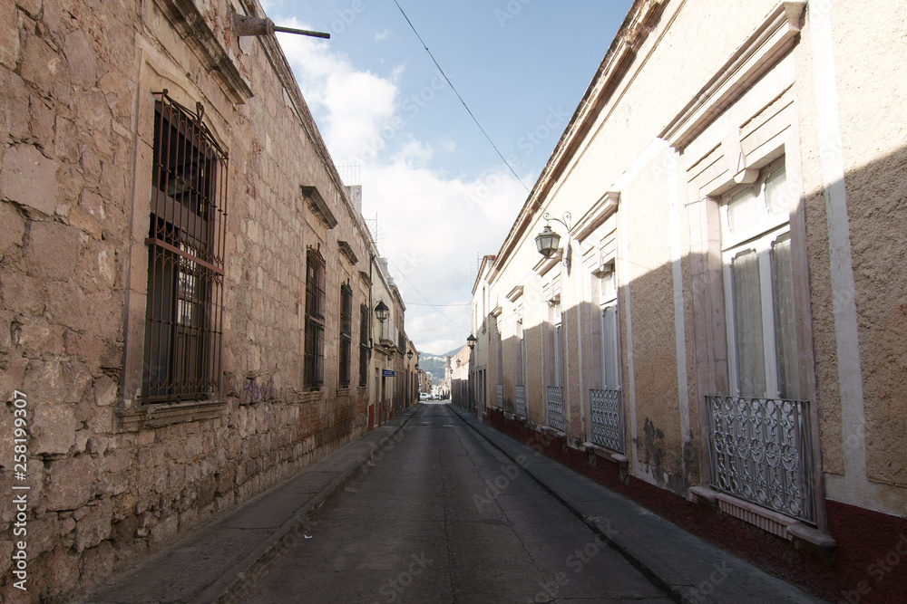 A street in the city center, Morelia, Michoacan, Mexico.