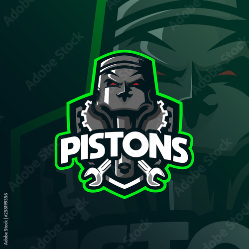 piston mascot logo design vector with modern illustration concept style for badge, emblem and tshirt printing. piston illustration.