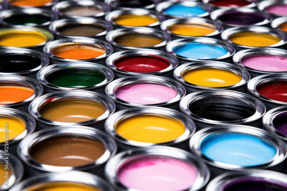 Full Buckets of rainbow colored oil paint Full Buckets of rainbow colored oil paint