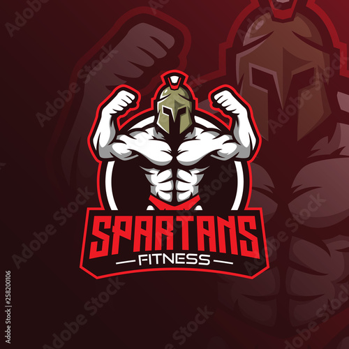 fitness mascot logo design vector with modern illustration concept style for badge, emblem and tshirt printing. spartan fitness illustration.