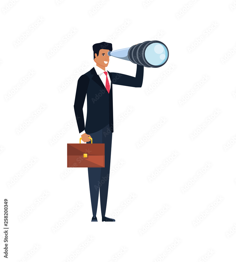 Fototapeta premium young businessman with telescope