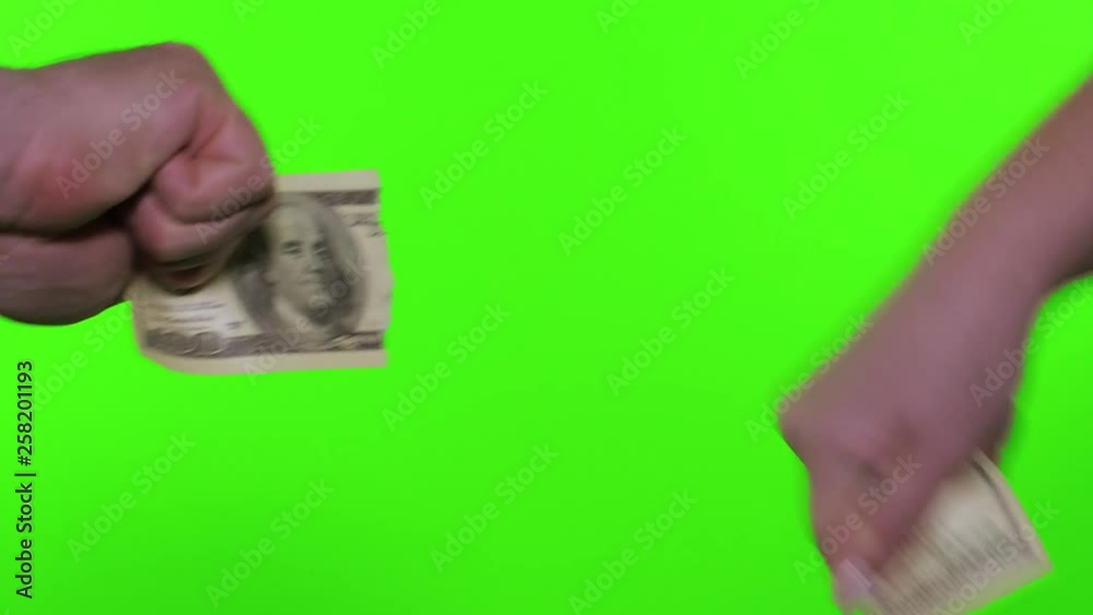 Tug of war over money, dollar. Greed concept. Gender rivalry. Tearing ...