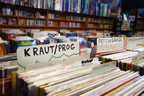 Vintage vinyl at classic record store photo