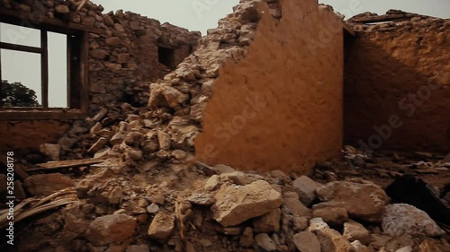 Ruined brick house. The consequences of an earthquake in Nepal. Ruin