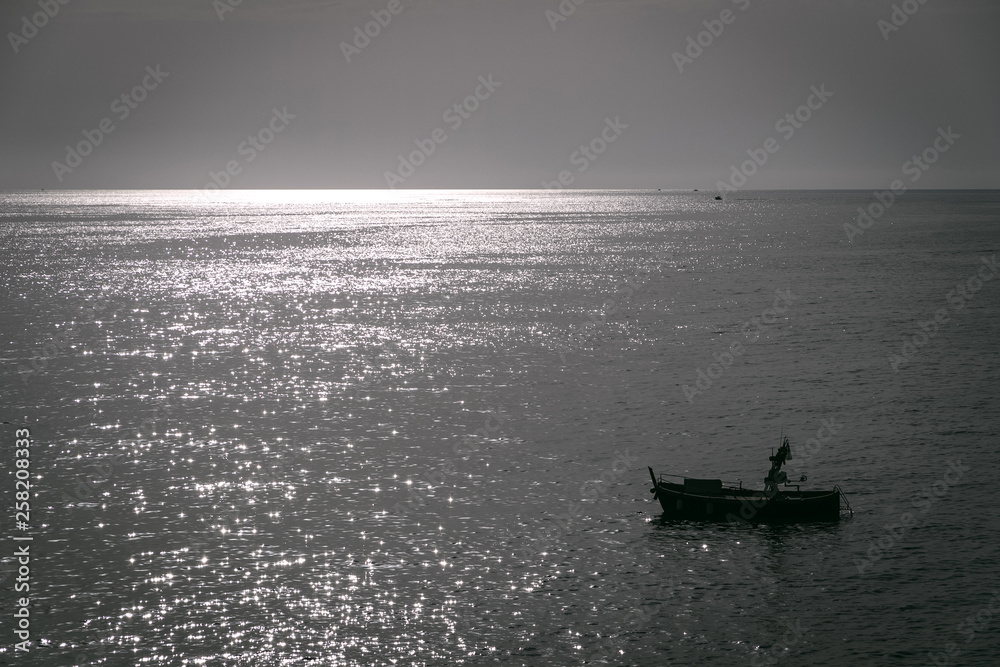 Obraz premium Boat at sunset