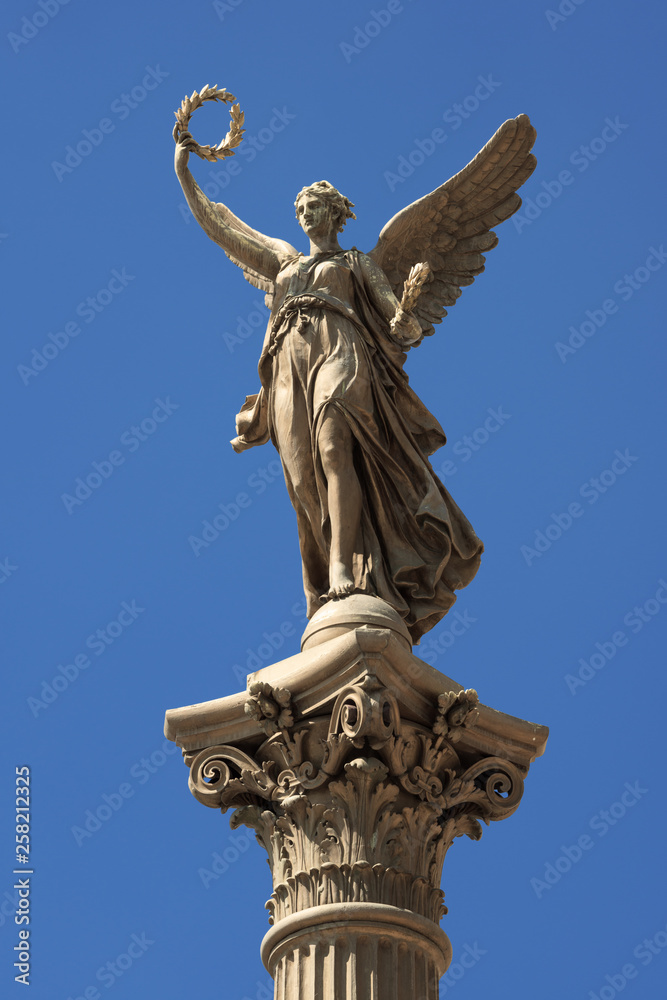 Naklejka premium Prague, Czech Repoublic: Statue of an angel in front of the Rudolfinum concert hall