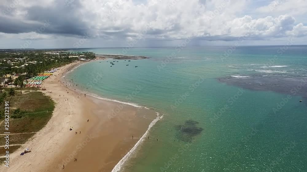 Aerial view of Guarajuba beach in Bahia, Brazil