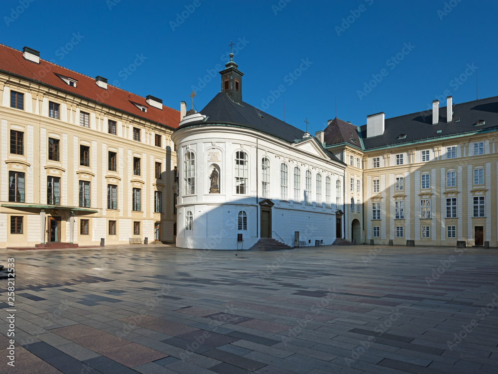 Prague Castle: 4th courtyard and Chapel of the Holy Cross
