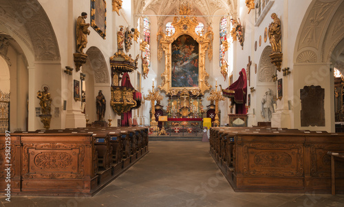 Photography Interior of Maltese church in Prague (Church of Our Lady beneath the Chain)